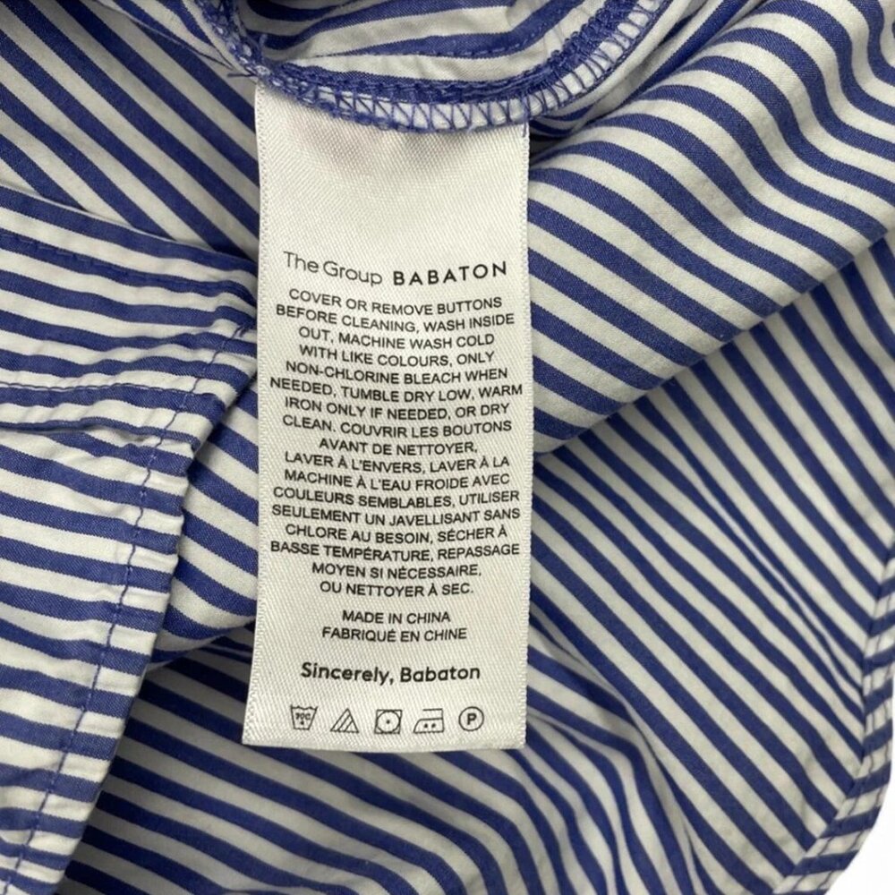 Group Babaton Aritzia Blue Pin Stripe Button Cotton Top Shirt Women's Small S - Picture 9 of 10